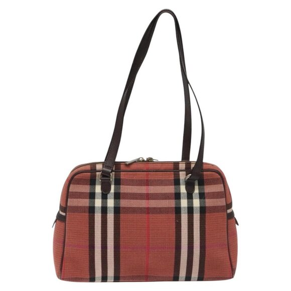 BURBERRY Nova Check Shoulder Bag Canvas Red Auth 115048 - Picture 2 of 16
